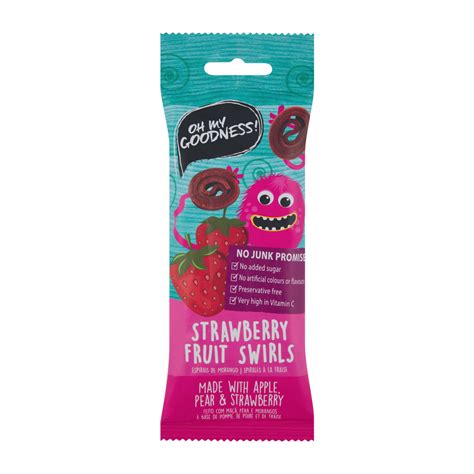 Oh My Goodness Strawberry Fruit Swirls 50g Kids Fruit And Nut Snacks