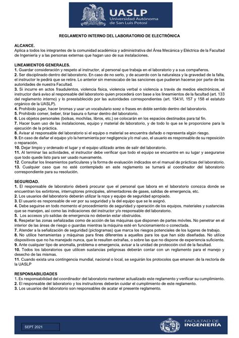 Reglamento Interno Electrónica 2021 Sept 2021 Reglamento Interno Del