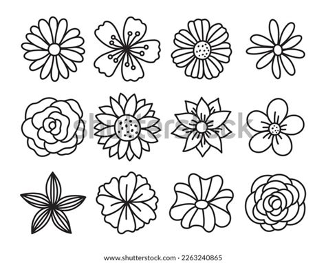 Flowers Clip Art Black White Photos, Images & Pictures | Shutterstock