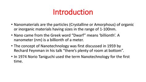 Introduction To Nanoscience And Nanotechnology Pptx