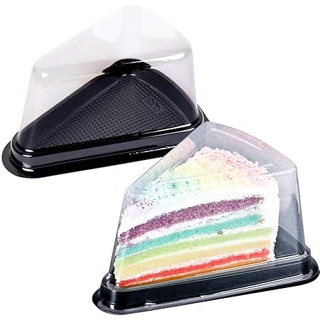 Amazon 100Pcs PLastic Cake Slice Box With Black Base To Go