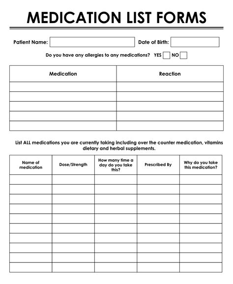 Best Printable Medication List Artofit