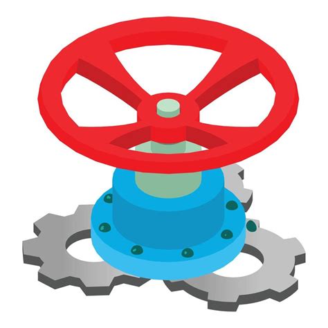 Industrial Equipment Icon Isometric Vector Red Round Valve And