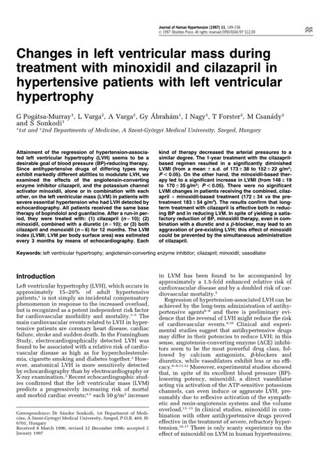 Changes In Left Ventricular Mass During Treatment With Minoxidil And