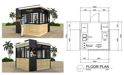 Modern Outdoor Burger Kiosk Street Fast Food Booth Design