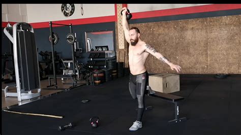 One Arm Kettlebell Overhead Bulgarian Split Squat Youtube