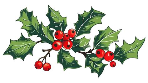 Premium Vector | Christmas holly berry with leaves Vector illustration