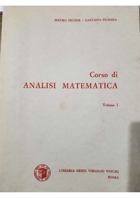 Insieme R Corpo Dei Numeri Reali MAURO PICONE GAETANO FICHERA Corso