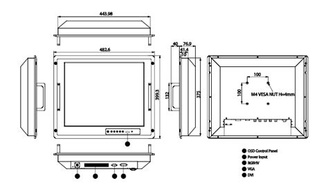 Datasheet R19L100 RKA3ML Rack Mount Defence Display Winmate USA