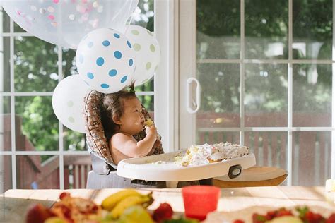 "Happy Baby Eating First Birthday Cake" by Stocksy Contributor "Lauren ...