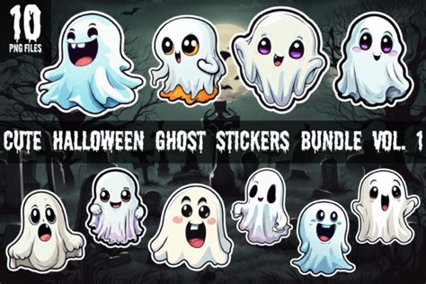 Halloween Ghost Stickers Bundle Vol. 1 Graphic by stayweird · Creative ...