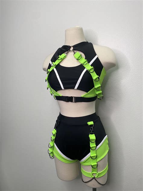 Rave Harness Set Rave Set Neon Rave Set Harness Rave Outfit Gear