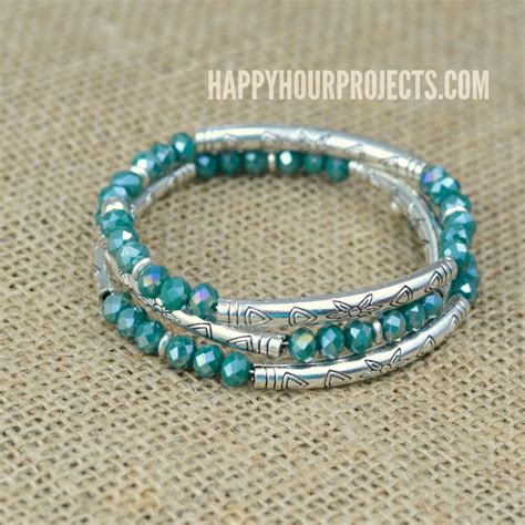 Crystal Tube Bead Diy Memory Wire Bracelet Happy Hour Projects