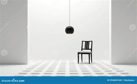 Minimalist Black Chair With Hanging Light A Conceptual Optical