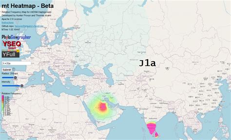 mtDNA Haplogroup J1 Relative Frequency Maps – Mygrations