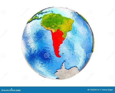 Map of Southern Cone on 3D Earth Isolated Stock Image - Image of region ...