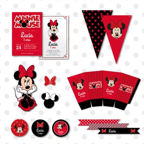 Kit Cumple Imprimible Minnie Rojo Miah