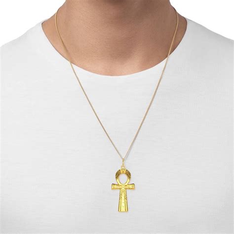 Gold Ankh Pendant 18k Gold Key Of Ankh Necklace Egyptian Etsy