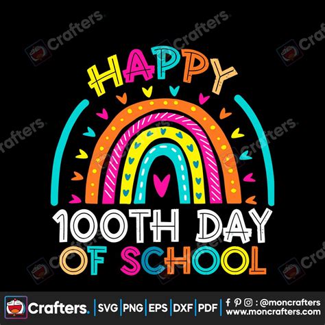 Happy 100th Days Of School Rainbow Svg Instant Download Instant Download