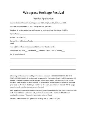 Fillable Online Wiregrass Heritage Festival Fax Email Print PdfFiller