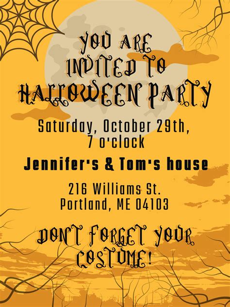 Editable Halloween Party Invitation Template Printable And Etsy