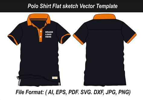 Polo Shirt Fashion Flat Sketch Template Graphic by ClothingArtStudio ...