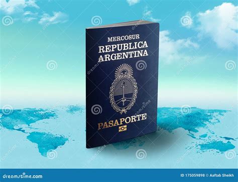 Argentina Passport On World Map With Clouds In Background Stock Illustration Illustration Of