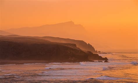 Wallpaper Ocean Sunset Sea Orange Cliff Pared Dawn Evening