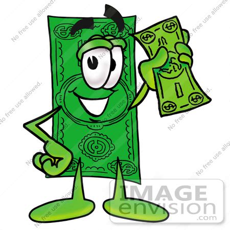 Clip Art Graphic of a Flat Green Dollar Bill Cartoon Character Holding a Dollar Bill | #24592 by ...