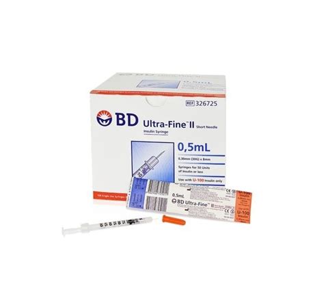 Bd Ultra Fine Insulin Syringe 05ml 30g X 8mm Box100