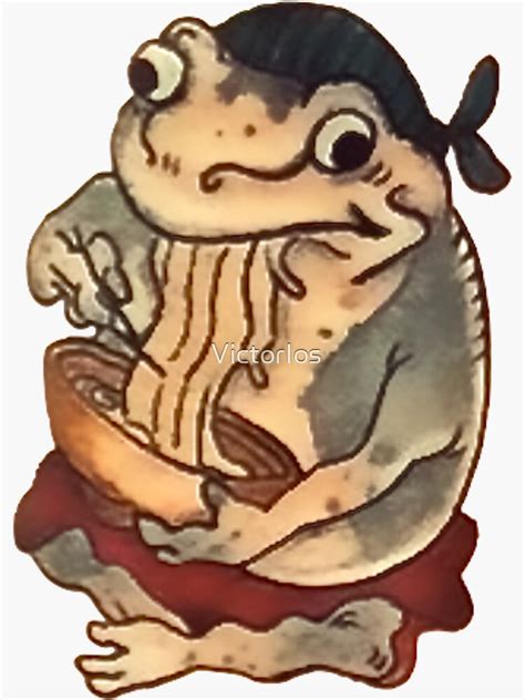 Frog Loves Eating Noodles Sticker For Sale By Victorios Redbubble