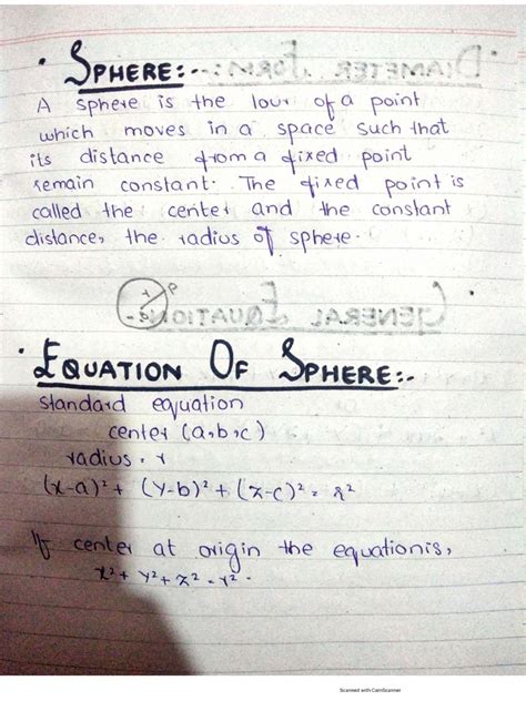 Equation of sphere... | PDF