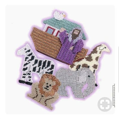 Noah S Ark Coasters In Plastic Canvas From A Dozen Coaster Sets Book Plastic Canvas Coasters