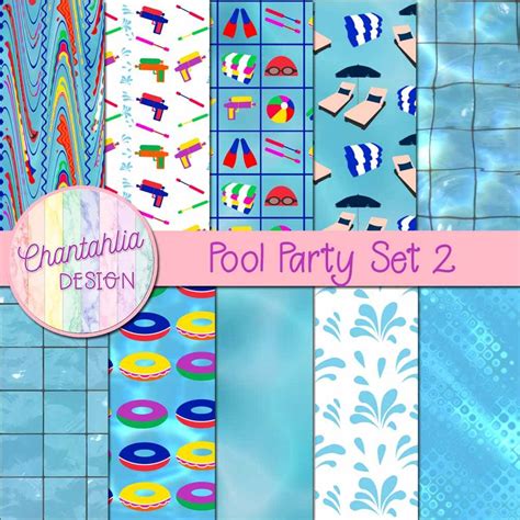 Free Pool Party Digital Papers For Digital Scrapbooking