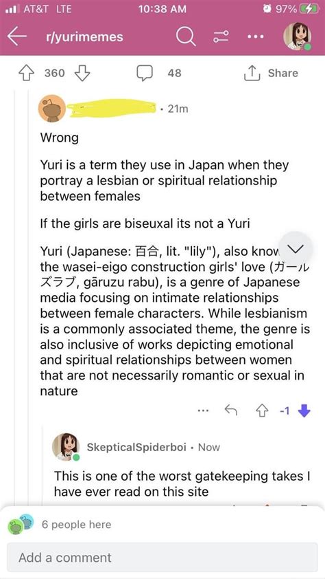 This Person Is Literally Gatekeeping Yuri R Gatekeepingyuri