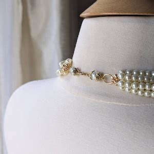 Multi Strand Pearl Statement Necklace Multi Layered Pearl Long Necklace