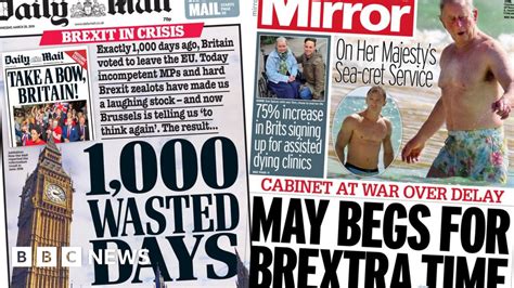 Newspaper Headlines Brexit Crisis And Prince Charles S Beach Body