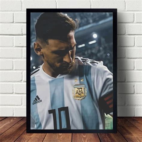 Quadro Messi Argentina Faixa A Moldura X Cm Elo