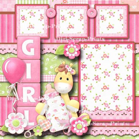 Baby Girl Premade Scrapbook Pages Paper Piecing Layout By Digiscrap