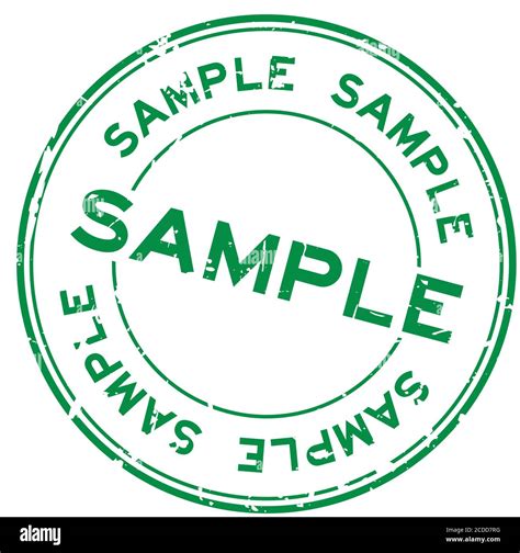 Grunge Green Sample Word Round Rubber Seal Stamp On White Background