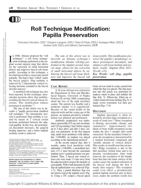 Roll Technique Modification Papilla Preservation Download Free Pdf