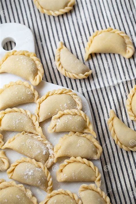 Fresh Homemade Dumplings Prepared on a Marble Board, Showcasing ...