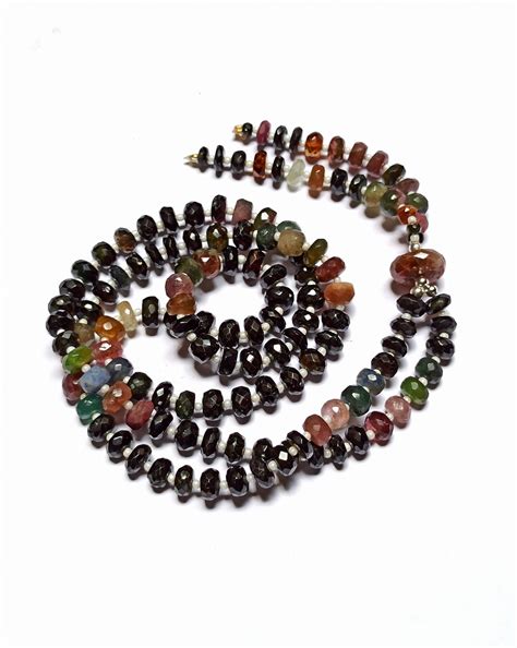 108 Beads Natural Multi Tourmaline Japa Mala Faceted Prayer Beads 287