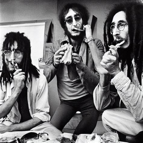 Krea Ai John Lennon Smoking A Joint With Bob Marley Photo