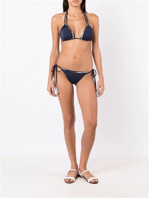 Brigitte Embroidered Halterneck Bikini Blue FARFETCH