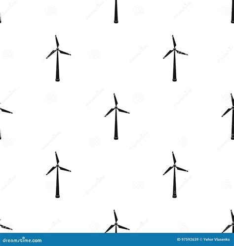 Wind Energy Turbine Icon In Black Style Isolated On White Background