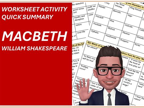 Macbeth Shakespeare Quick Summary Worksheet Teaching Resources