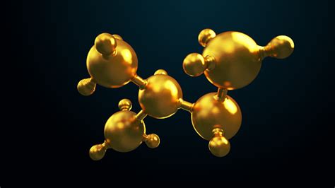 3d Illustration Of Abstract Gold Molecule Background Stock Photo