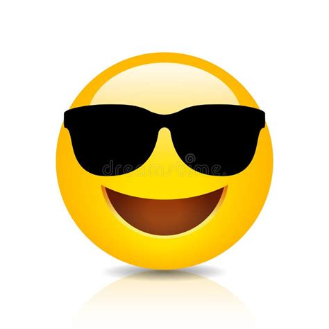 Cool Happy Emoji with Sunglasses Stock Vector - Illustration of glasses ...