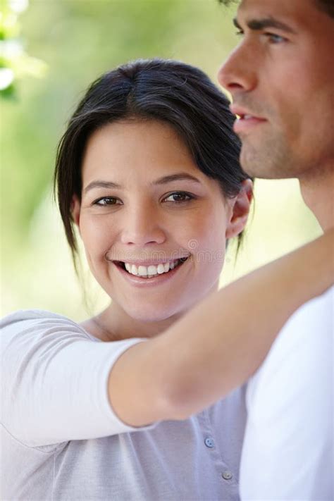 Couple Hug And Outdoor Portrait For Bonding Love And Affection In